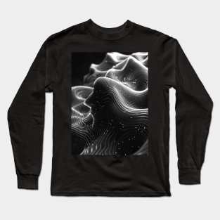 Black and White waves on an isolated background Long Sleeve T-Shirt